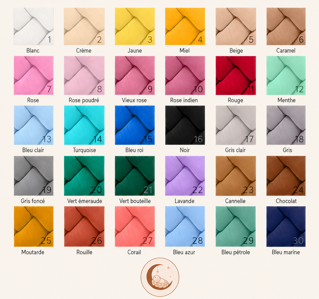 Cocon réducteur lit de bébé Nid de lune - Fabriqué main