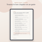 Sommaire cliquable de l'ebook avec ses 10 chapitres, affiché sur une tablette