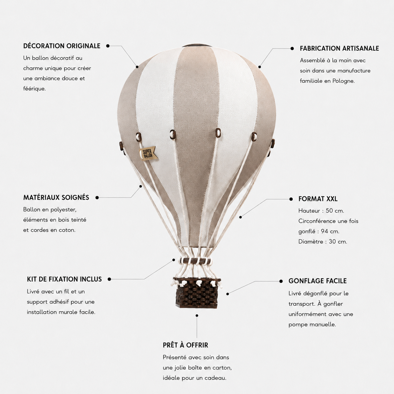Ballon décoratif gris clair XXL