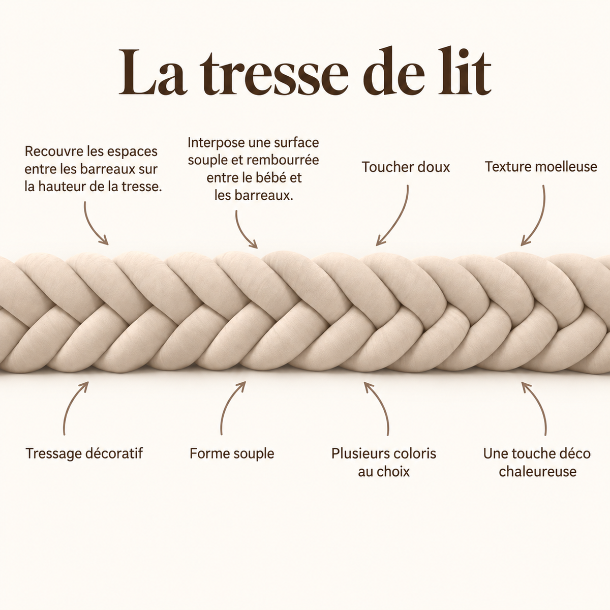 La tresse de lit cinq brins Nid de Lune : caractéristiques